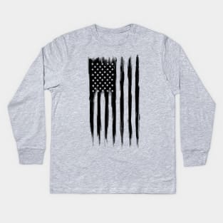 Black American Flag Kids Long Sleeve T-Shirt